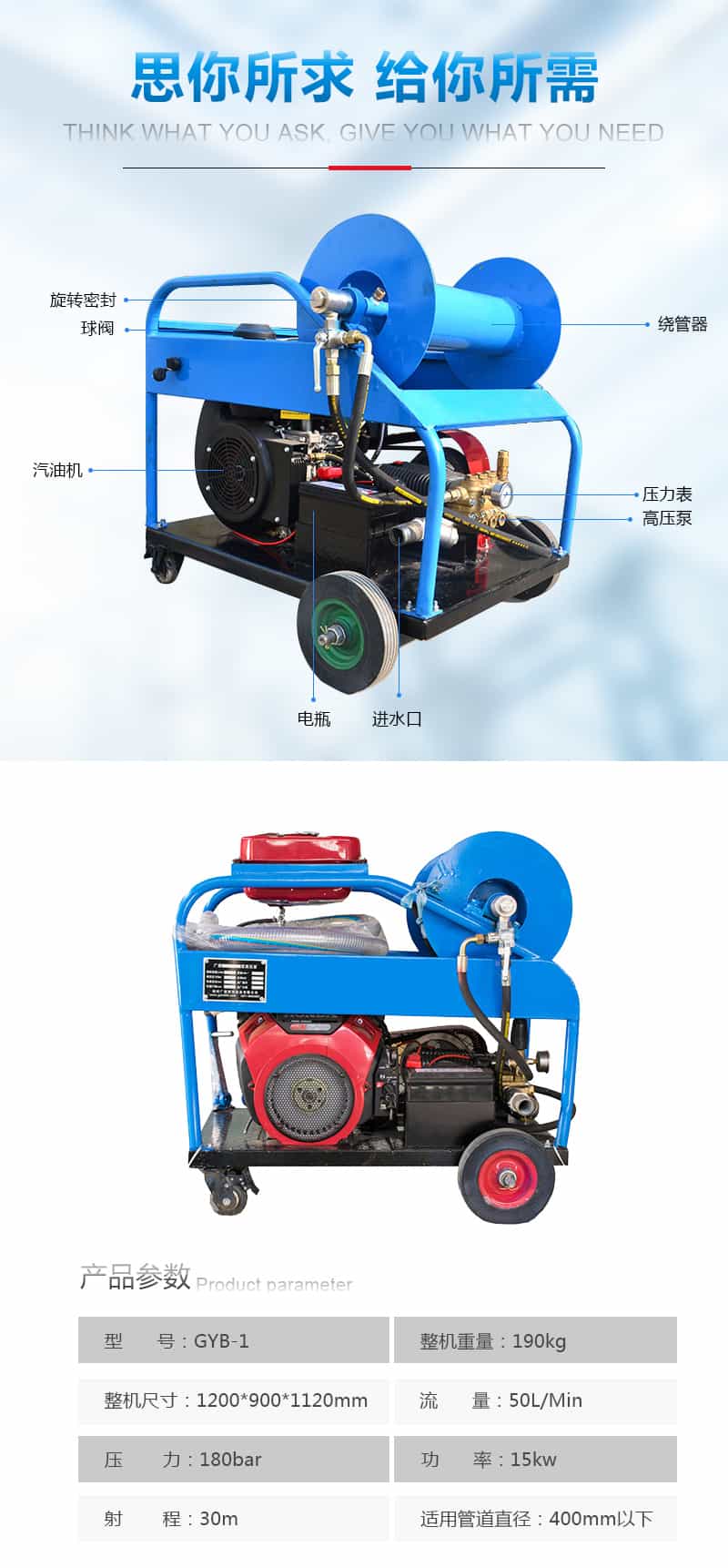多功能高壓管道疏通清洗機(jī)技術(shù)參數(shù)